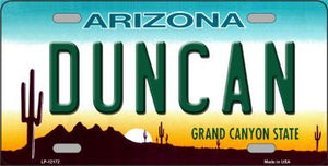 Duncan Arizona Novelty Metal License Plate