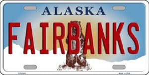 Fairbanks Alaska State Background Novelty Metal License Plate