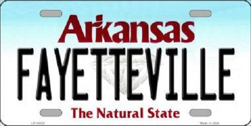 Fayetteville Arkansas Background Novelty Metal License Plate