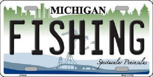 Fishing Michigan Metal Novelty License Plate