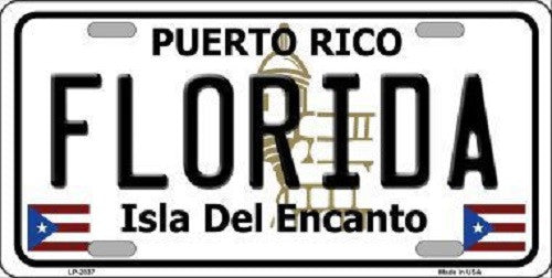 Florida Puerto Rico Metal Novelty License Plate