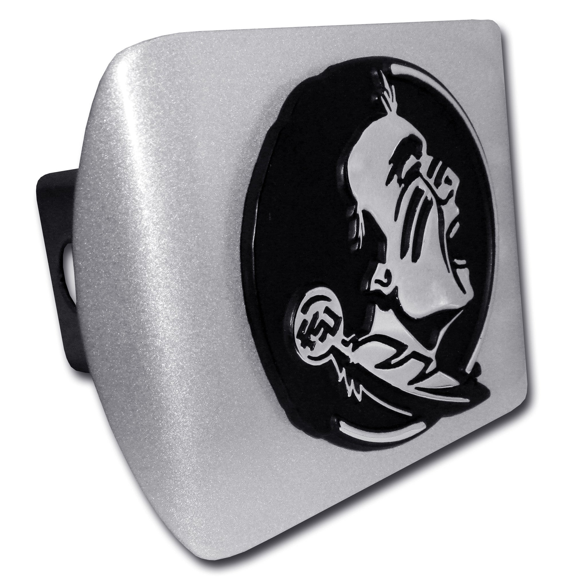Florida State Seminole Emblem on Brushed Metal Hitch Cover