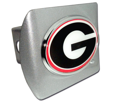 University of Georgia Color Brushed Chrome Hitch Cover