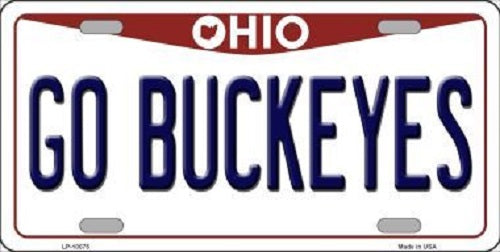 Go Buckeyes Ohio Background Novelty Metal License Plate