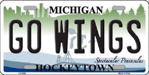 Go Wings Michigan State Metal Novelty License Plate