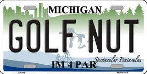 Golf Nut Michigan State Metal Novelty License Plate