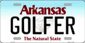 Golfer Arkansas Background Novelty Metal License Plate