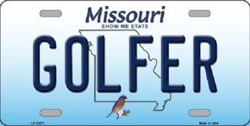 Golfer Missouri Background Novelty Metal License Plate