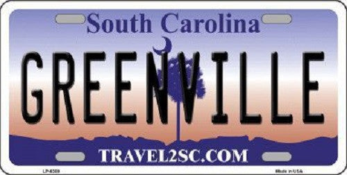 Greenville South Carolina Novelty Metal License Plate
