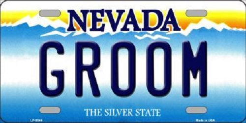 Groom Nevada Background Novelty Metal License Plate