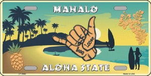 Hang Loose Hawaii Pineapple Background Novelty Metal License Plate