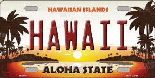 Hawaii Hawaiian Islands Background Novelty Metal License Plate