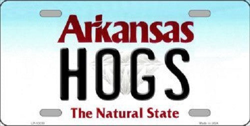 Hogs Arkansas Background Novelty Metal License Plate