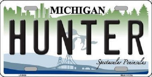 Hunter Michigan State Metal Novelty License Plate