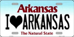 I Love Arkansas Background Novelty Metal License Plate