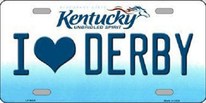 I Love Derby Kentucky Novelty Metal License Plate