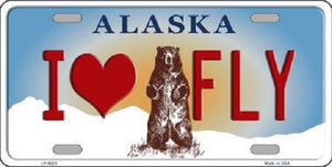I Love Fly Alaska State Background Novelty Metal License Plate