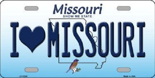 I Love Missouri Background Novelty Metal License Plate