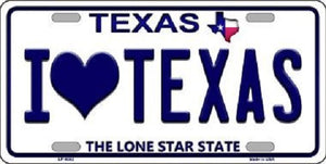 I Love Texas Background Novelty Metal License Plate