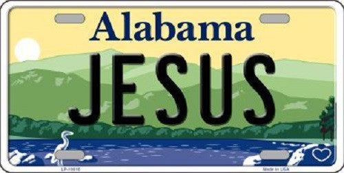 Jesus Alabama Background Novelty Metal License Plate
