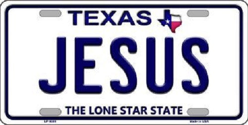 Jesus Texas Background Novelty Metal License Plate