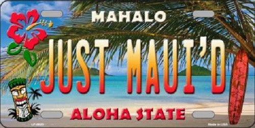 Just Mauid Hawaii Background Novelty Metal License Plate
