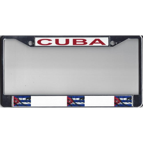 CUBA Chrome Metal License Plate Frame