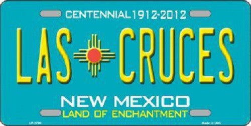 Las Cruces New Mexico Teal Novelty Metal License Plate