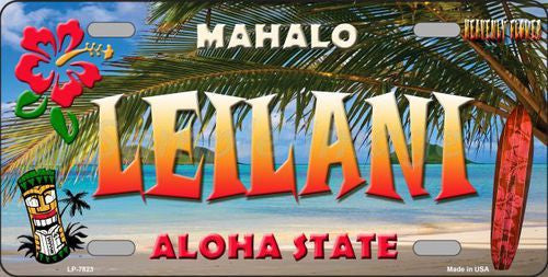 Leilani Hawaii State Background Novelty Metal License Plate