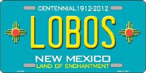 Lobos New Mexico Teal Novelty Metal License Plate