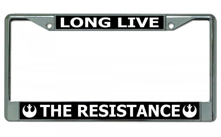 Long Live The Resistance Star Wars Chrome License Plate Frame