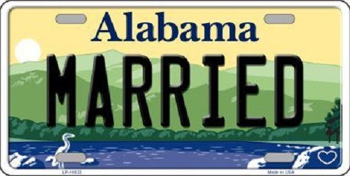 Married Alabama Background Novelty Metal License Plate
