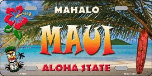 Maui Hawaii State Background Novelty Metal License Plate