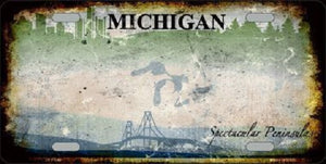 Michigan State Background Rusty Novelty Metal License Plate