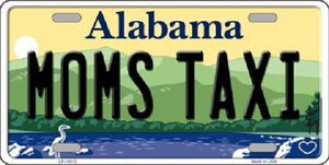 Moms Taxi Alabama Background Novelty Metal License Plate
