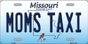 Moms Taxi Missouri Background Novelty Metal License Plate
