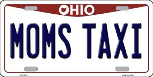 Moms Taxi Ohio Background Novelty Metal License Plate