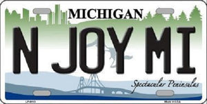 N Joy Mi Michigan Metal Novelty License Plate