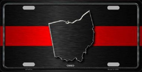 Ohio Thin Red Line Novelty Metal License Plate