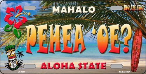 Pehea 'oe Hawaii State Background Novelty Metal License Plate