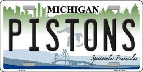 Pistons Michigan Novelty State Background Metal License Plate