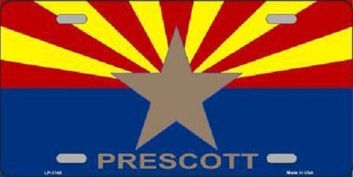 Prescott Arizona State Flag Metal Novelty License Plate