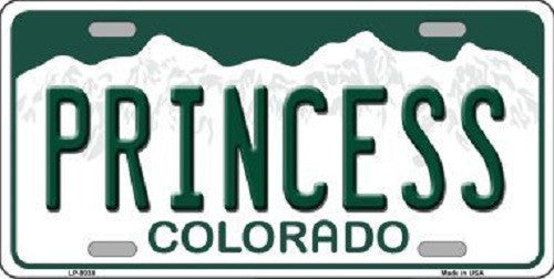 Princess Colorado Background Novelty Metal License Plate
