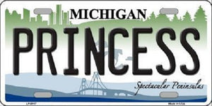 Princess Michigan Metal Novelty License Plate