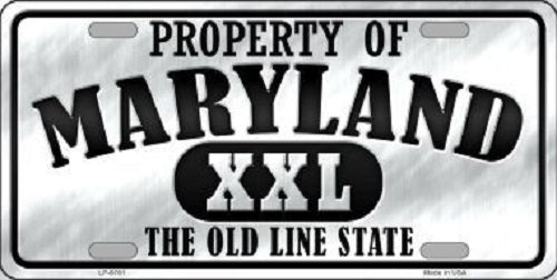 Property Of Maryland Novelty Metal License Plate