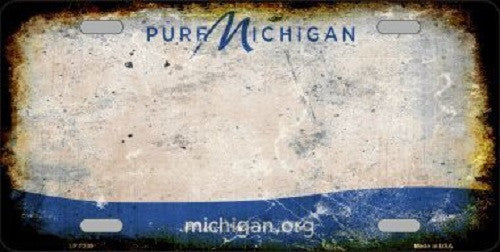 Pure Michigan Background Rusty Novelty Metal License Plate