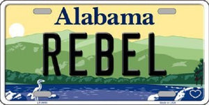 Rebel Alabama Background Novelty Metal License Plate