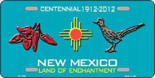 Red Chili & Road Runner New Mexico Teal Novelty Metal License Plate