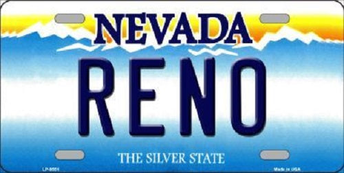 Reno Nevada Background Novelty Metal License Plate