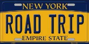Road Trip New York Background Novelty Metal License Plate